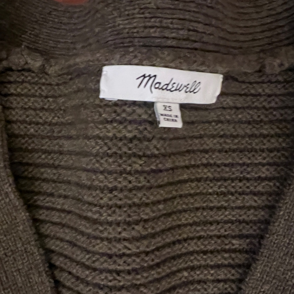 Madewell Olive Green Ribbed V-Neck Button Cardigan - Picture 4 of 5